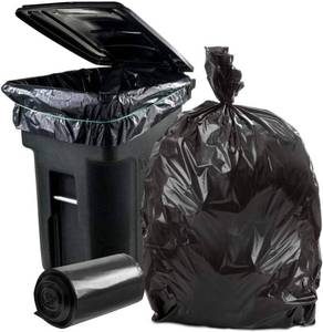 lot 15030 image: Plasticplace 95-96 Gallon Garbage Can Liners Heavy Duty 1.5 Mil Black Trash Bags Tear-Resistant Outdoor Garbage Bags for Rollaway Bins Large 61 x 68 Industrial-Strength Waste Bags (25 Count) - Retail $26