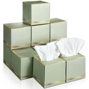 lot 15033 image: Fourluoo 12 Pack Facial Tissues Cube Boxes Face Tissue Box 600 Sheets 3 ply Square Tissues Soft Tissue Paper Bulk for Car Pocket Toilet Household Bedroom Family(Sage Green) - Retail $30