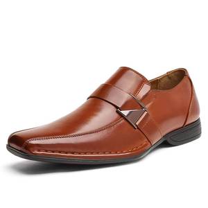 lot 15040 image: Bruno Marc Mens Giorgio Classic Slip-on Dress Loafers Shoes,Size 8W,Brown,GIORGIOWIDE-3 - Retail $46