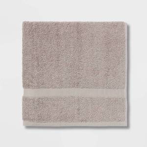 lot 15992 image: Bath Towel Light Gray 2Pk - Room Essentials Cotton Polyester Blend, Terry Construction, OEKO-TEX Certified