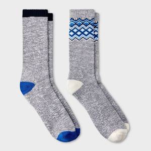 lot 16004 image: Mens Striped Cozy Cabin Socks 2pk - Goodfellow &amp Co Blue 6-12 - Retail $10