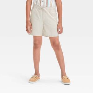 lot 16020 image: Boys Textured Above the Knee Solid Pull-On Shorts - Cat &amp Jack BeigeWhite XXL Midweight, Faux Fly - Retail $15