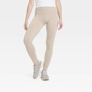 lot 16023 image: Womens High Waisted Cotton Seamless Fleece Lined Leggings - A New Day Heather Oatmeal LXL - Retail $20