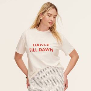 lot 16037 image: Womens Dance Till Dawn Short Sleeve Graphic T-Shirt - kate spade new york x Target Cream M - Retail $20