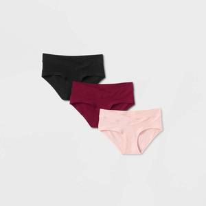 lot 16039 image: Maternity 6Pk Under the Belly Maternity Hipster Underwear - Auden PinkMaroonBlack M - Retail $15