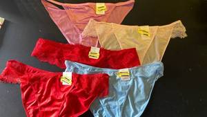 lot 16040 image: Auden Lace-Trimmed Panties Set of 5 L  - Retail $25