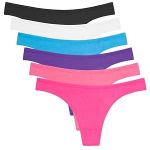 lot 16051 image: ANZERMIX Womens Breathable Cotton Thong Panties Pack of 6 (Size L) Basics - Retail $9