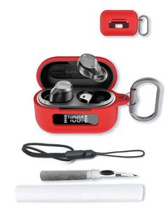 lot 16055 image: Case for TOZO NC9 Hybrid Active Noise Cancelling Wireless Earbuds,Soft Protective,BOVUGAC Silicone Case Cover with Keychain & Cleaning Kit & Lanyard-Red - Retail $10