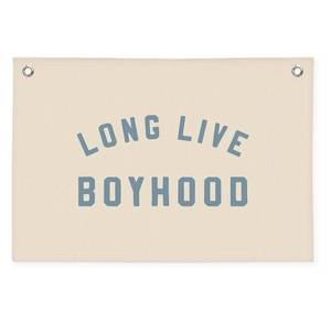 lot 16056 image: Wheatwin Long Live Boyhood Boys Room Decor - Linen Banner Wall Hanging Canvas Banner Flag Decor for Toddler Boy Room Nursery Playroom - Retail $16