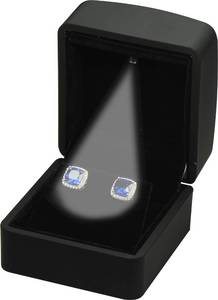 lot 16066 image: LED Earring Jewelry Gift Box for Wedding, Proposal, Birthday...Luxury LED Diamond Stud Earring Jewelry Gift Box with Light for Women for Men (Black Earring Box) - Retail $7