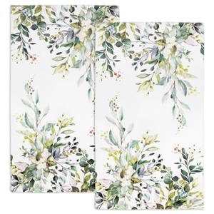 lot 16075 image: FNLNDO Eucalyptus Kitchen Towels Decorative Set of 2 Sage Green Leaf Soft Absorbent Dish Towels Hand Towels Farmhouse Decor for Bathroom Home Decorations (28x16 Inch, Green) - Retail $15