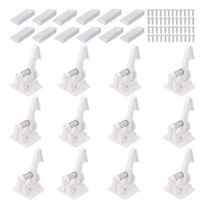 lot 17439 image: 12 Pack Cabinet Locks Child Safety Latches - Vmaisi Baby Proofing Cabinets Drawer Lock with Adhesive Easy Installation - No Drilling or Extra Screws (White) - Retail $10