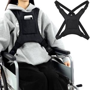 lot 17449 image: Threlaco Wheelchair Seat Belt for Adults Wheelchair Harness Accessories Safety Belt for Elderly Walking and Disabled Torso Support Vest Restraint Adjustable Straps Prevent Sliding(Black) - Retail $19