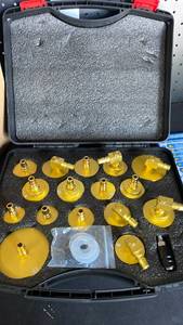 lot 17459 image: Universal Brake Fluid Adapter Kit with Carrying Case - Retail $89