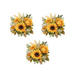 lot 18169 image: Sunflower Wall Decor Pack of 3 - 11.4x11.4 Inch for Living Room, Kitchen, Bathroom - Retail $9