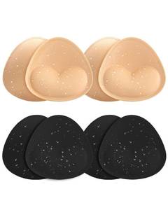 lot 18175 image: KSang Waterproof Bathing Suit Cups Inserts - 4 Pairs Swimsuit Pads Heart Push up Insert for Women, Sewn-Edge Bikini Padding Insert Black Beige for AAA - Retail $18