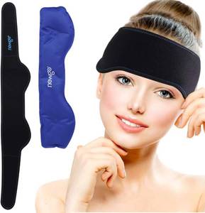 lot 18185 image: NEWGO Headache Ice Pack Head Wrap for Migraines, Cold Pack Head Ice Therapy Wrap for Headache Relief, Tension, Sinus Pain, Chemo, Head Injuries - Retail $13