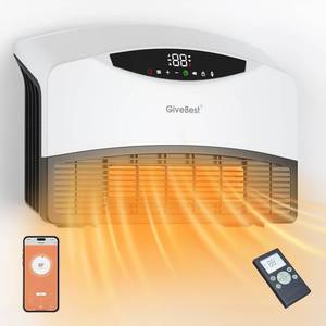 lot 1610 image: GiveBest Smart Wall Heater - 1500W Space Heater for Indoor Use, Work with Alexa, Adjustable Thermostat, Remote and WiFi Control, 24H Timer, Easy-mounted Heater for Bedroom Office Garage RV - Retail $100