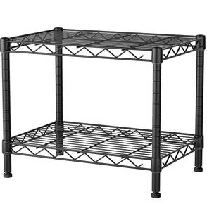 lot 1612 image: SINGAYE 2 Small Wire Shelves Kitchen Pantry Close Home Organizers and Storage Bathroom Shelf Laundry Room Organization Adjustable Book Metal Garage Shelving Unit - Retail $25