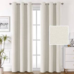 lot 1617 image: H.VERSAILTEX 100% Blackout Linen Curtains - Thermal Insulated, Noise Blocking, Textured Burlap Drapes for Living Room &amp Bedroom - Grommet Linen - Heather Ivory, 42 x 84 Inch, 2 Panels