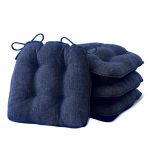 lot 1618 image: IPYNBAP Chair Cushions for Dining Chairs Set of 4, Kitchen Chair Cushions, Chair Pads with Ties and Non Slip Backing, Tufted Memory Foam Seat Cushion 4 Pack, 15.5 x 15.5 x 4, Navy Blue - Retail $50