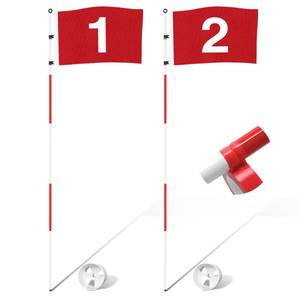 lot 1624 image: KINGTOP 6ft Golf Flagstick Basic, Portable Five-Section Design for Backyard Practice Putting Green, Driving Range Golf Pin Flag Hole Cup Set, Gift Idea, 2-Pack - Retail $37