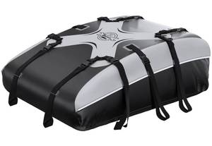 lot 1625 image: Sailnovo Rooftop Cargo Carrier Car Roof Bag 20 Cubic,Waterproof Cargo Roof Bag for Most Vehicles withWithout Roof Rack with Strap, Anti-Slip Mat,6 Door Hooks(Classic Gray-Black) - Retail $76