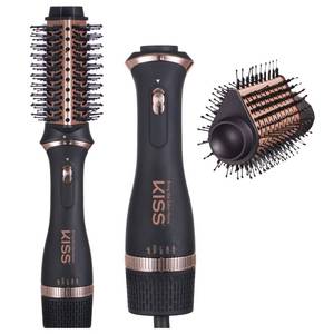 lot 1640 image: KISS Volume Boosting Air Brush, Detachable Ceramic Waterdrop Shaped Brush Head, Maximum Root Boosting Hair Dryer, 4 Heat Settings, Tangle-Free Bristles, 360° Swivel Cord - Retail $37