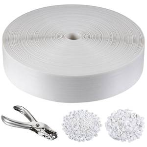 lot 1651 image: Chain Link Fence Privacy Strip, 246 ft. Fence Privacy Strip, (Includes 200 Clasps  One Hole Punch) White��Suitable for Decks, patios,grates, Wire mesh and More. - Retail $33