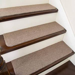 lot 1655 image: COSY HOMEER Stair Treads Non-Slip 15pcs Carpet Mat 28inX9in Indoor Stair Runners for Wooden Steps, Stair Rugs for Kids and Dogs, 100% Polyester TPE Backing Beige,Protect Floor - Retail $53