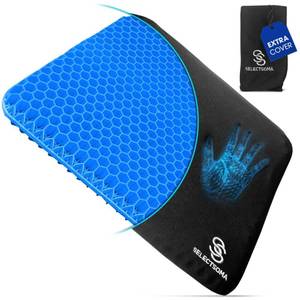 lot 1656 image: SelectSoma Gel Seat Cushion for Long Sitting Pressure Relief for Back, Sciatica, Coccyx, Tailbone Pain - Cushion for Office Chair, Wheelchair, Car & Truck, Patio Chairs - Egg Seat Pad - Retail $37
