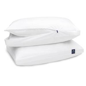 lot 1659 image: ACCURATEX Fluffy Pillow Cover, 100% Cotton Shell Filled with Down Alternative, Revive Old Flat Pillows, L Shaped Zipper Pillow Protector for Queen Size Pillow, Removable & Machine Washable - Retail $21