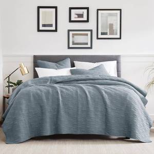 lot 1660 image: palassio Blue Cotton Quilt King Size Bedding Sets with Pillow Shams, Lightweight Soft Bedspread Coverlet, Quilted Comforter Bed Cover for All Season, 3 Pieces, 106x96 inches - Retail $46