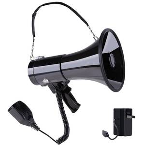 lot 1684 image: Loundmore 50 Watt Rechargeable Megaphone Speaker with Battery High Power Bluetooth Bullhorn with Siren Ideal for Outdoor Activities Coaching Football Cheerleaders or for Safety Drills - Retail $44