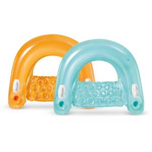 lot 1687 image: Intex 58859EP Sit N Float Inflatable Pool Float Pool Lounge with Built-in Cup Holders �� Heavy-Duty Handles �� 220lb Weight Capacity �� 58 x 39 �� Colors May Vary - Retail $19