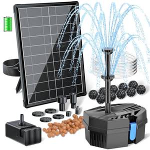 lot 1688 image: POPOSOAP Solar Fountain Pump with Pond Filter Kit Built-in 3000mAh Battery Backup, 8W Solar Water Fountain Pump, Pond Filters for Outdoor Ponds Bird Baths DIY Water Feature - Retail $57