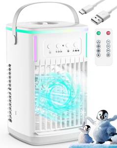 lot 1696 image: KEDESY Portable Air Conditioners Fan with Remote,1500ml Tank, 1-6H Timer, 3 Wind Speeds, Personal Mini Air Cooler with Humidifier for Room Bedroom Desktop Office (White) - Retail $52