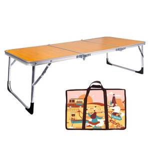 lot 1698 image: PLANEXPERT Folding Camping Table,3 Feet Portable Outdoor Table with Aluminum Legs,3 Fold Lightweight Beach Table with Handle,Camping Accessories for Home Picnic BBQ Garden Cooking - Retail $37