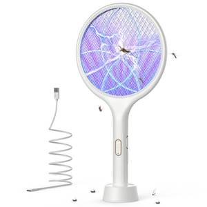 lot 2166 image: YISSVIC Electric Fly Swatter 4000V Bug Zapper Racket Dual Modes Mosquito Killer with Purple Mosquito Light Rechargeable for Indoor Home Office Backyard Patio Camping - Retail $21