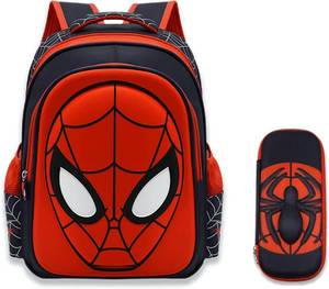 lot 2169 image: Telifor Cartoon Spidey Schoolbag with Pencil Case - 3D, Waterproof, Large-Capacity for Primary School Boys (14in) - Retail $37