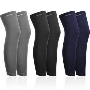 lot 2178 image: Skylety 3 Pairs Compression Leg Sleeves Full Length Sleeves for Mens Basketball Cycling (Black, Dark Grey, Navy Blue,L) - Retail $12