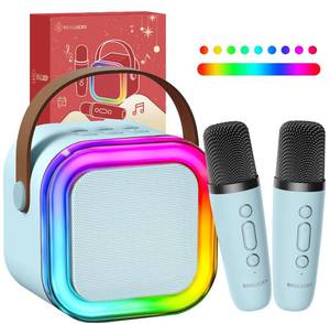 lot 2179 image: Kinglucky Mini Karaoke Machine for Kids, 2025 TOP Birthday Gifts Ideas for 3-12 Year Old Girls, Christmas Party Gifts Kids Personal Video Players Accessories with 2 Wireless Microphones - Blue - Retail $20