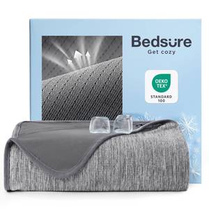 lot 2181 image: Bedsure Summer Cooling Blanket Queen Size for Hot Sleepers with Sports Mesh Design, Arc-Chill Q-Max 0.4 Lightweight Breathable Ice Cold Blanket for Night Sweats, 90 x 90 Inches, Mesh Grey - Retail $33