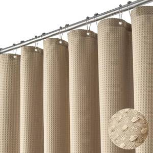 lot 2200 image: Dynamene Stall Fabric Shower Curtain - 36x72 Waffle Weave Weighted Cloth Shower Curtains for Bathroom, Neutral Heavy Duty Hotel Spa Luxury Bath Curtain Set with 6 Plastic Hooks,BeigeKhaki - Retail $18