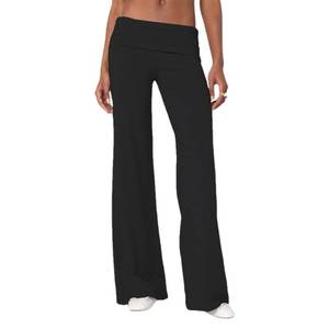 lot 2217 image: Lounge Yoga Pants for Women Fold Over Low Waist Wide Leg Sweatpants Flare Leggings Bell Bottoms Y2K Foldover Pants (Black, L) - Retail $13