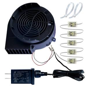 lot 2225 image: DomKom Replacement Inflatable Blower 1.5A for Inflatable Yard Decorations, with 12V2.0A adpter and 5pcs LED Lights, for Below 12FT Blow up Decorations - Retail $27