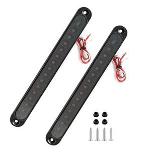 lot 2226 image: PerfecTech Smoke Lens Red 15 LED Trailer Brake Tail Light, 10 LED Bar Stop Turn Tail Lights Waterproof Brake Strip Red Light for Marine Boats Golf Cart Offroad Truck RV UTV ATV - Retail $16