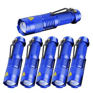 lot 2228 image: 6 Pack,7W 300LM SK-68 3 Modes Mini Light Black Q5 LED Tactical Flashlight, LED Mini Flashlights,Adjustable Focus Zoomable Tactical Flashlight for Camping Hiking Emergency��Blue - Retail $13