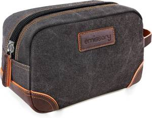 lot 2233 image: emissary Toiletry Bag for Men, Canvas Travel Toiletry Bag Mens Dopp Kit, Water-resistant Bathroom Bag Mens Shaving Kit, Travel Kit Small Bags, Shaving Bag, Toiletry Bags - Retail $19