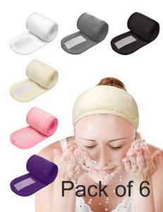 lot 2239 image: EUICAE Spa Headband - Non-slip Stretchable Washable Makeup Headband for Face Wash Facial Treatment Sport - Fits All, White (Mixed color), 6 Count - Retail $8